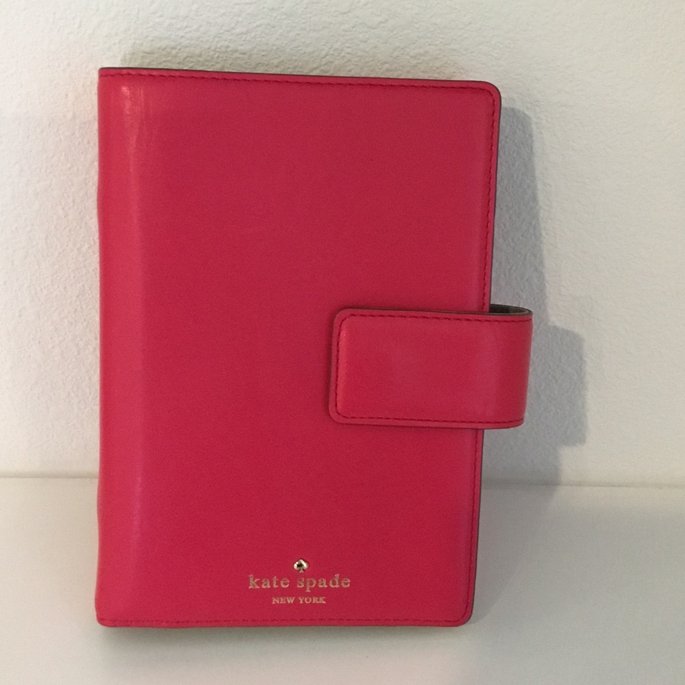 New kate spade Hot Pink Leather Planner with Snap Closure
